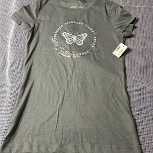 Aeropostale Olive Butterfly Graphic Tee
